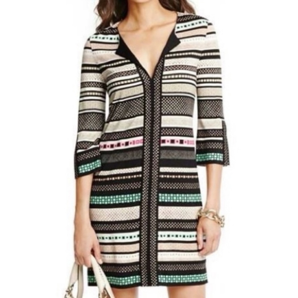 Diane Von Furstenberg Rose Striped Print Dress DVF